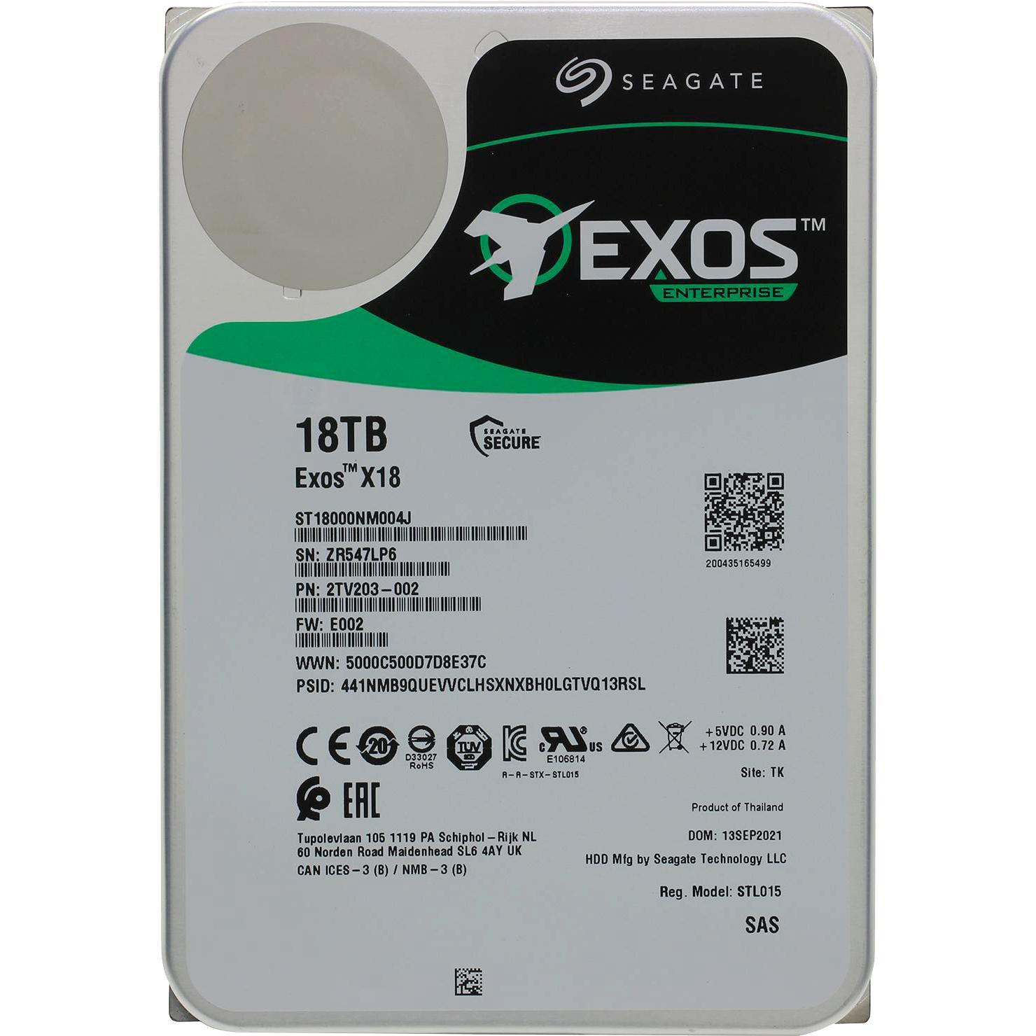 Жесткий диск/ HDD Seagate SAS 18Tb Exos X18 12Gb/s 7200 256Mb LOGO LENOVO (clean pulled) 1 year warranty (replacement MG09SCA18TE, WUH721818AL5204)