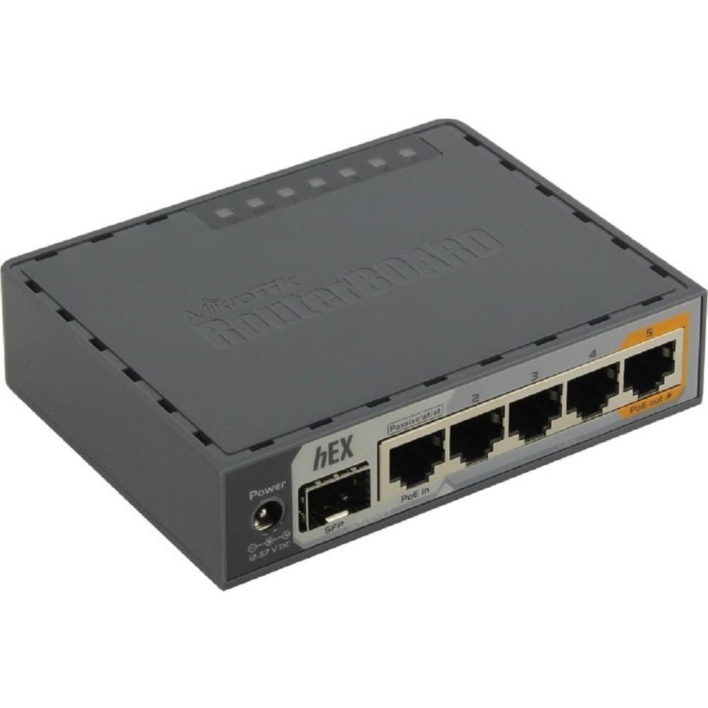 MikroTik RB760iGS Маршрутизатор проводной, 2 ядра (880 МГц), 5х 1G RJ45, SFP, USB, MicroSD, раздача PoE (HEX S)