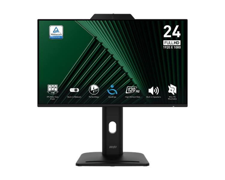 Монитор MSI PRO MP242PMG 23.8" 16:9 FHD(1920x1080) IPS Flat,Webcam,1ms(MPRT),1500:1,100M:1,300nit,1xHDMI,1xDP,1xVGA,2xUSB-A,1xUSB-B,Speaker,Tilt,Swivel,Height,Pivot,VESA,120Hz,Black,1y war-ty