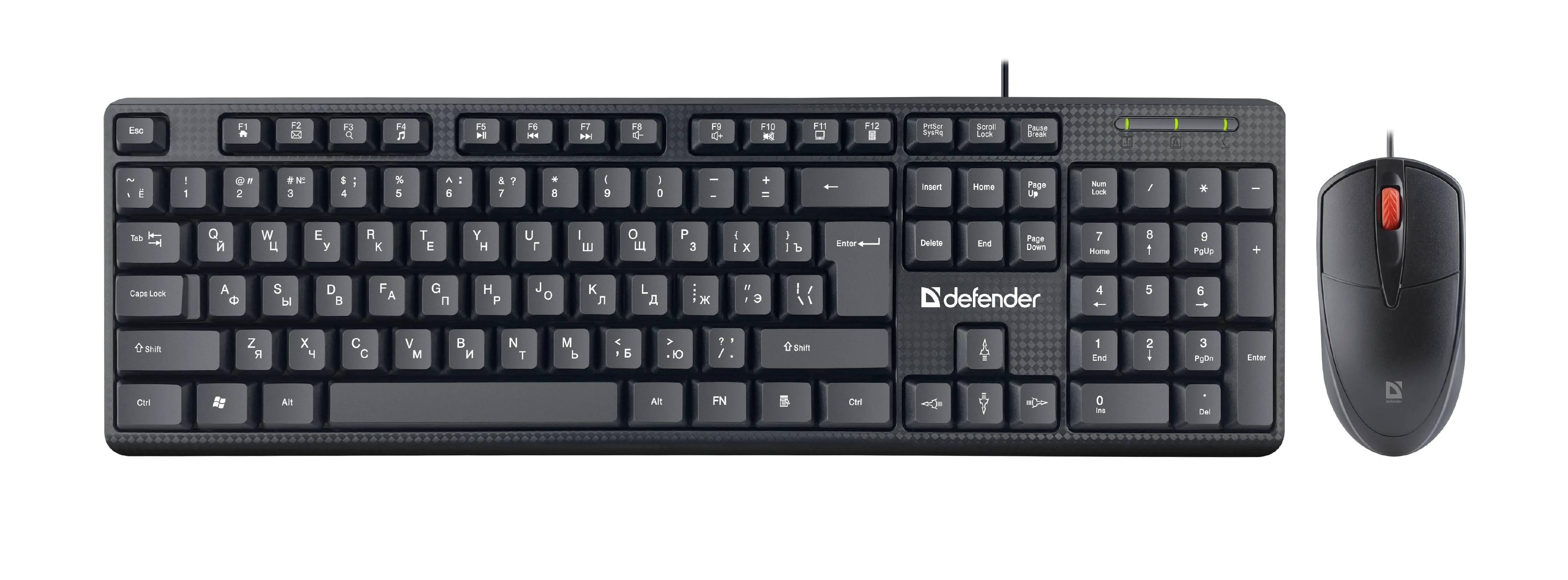 Defender Комплект проводной Line C-511 RU, черный, USB, 1,8 м.