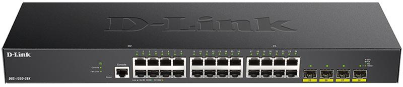 Коммутатор D-Link Управляемый L2 коммутатор, 24x1000Base-T, 4х10GBase-X SFP+, CLI, консольный порт RJ-45