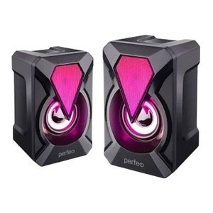 Perfeo колонки "FLAMES", 2.0, мощность 2х3 Вт, USB, чёрн, Game Design, LED подсветка 7 цв, PF_A4439