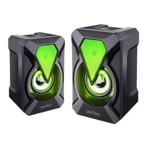 Perfeo колонки "FLAMES", 2.0, мощность 2х3 Вт, USB, чёрн, Game Design, LED подсветка 7 цв, PF_A4439
