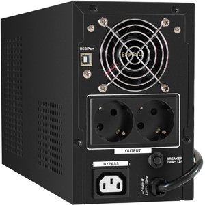 Exegate EX295982RUS ИБП (инвертор, синус, для котла) ExeGate SineTower SN-1500.LCD.AVR.2SH.1C13.USB <1500VA/1200W, чистая синусоида, LCD дисплей, AVR, 2*Schuko+1*C13, USB, линейно-интерактивный, Black