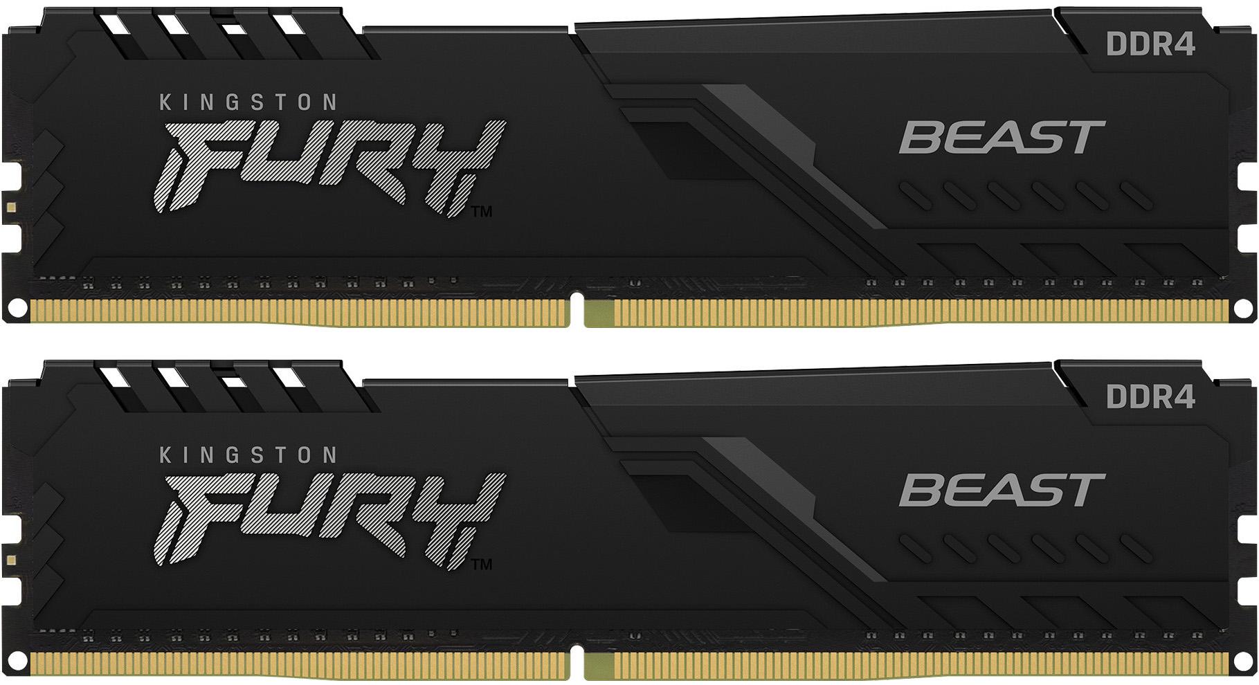 Память оперативная/ Kingston 32GB 3600MT/s DDR4 CL18 DIMM (Kit of 2) FURY Beast Black, KF436C18BBK2/32