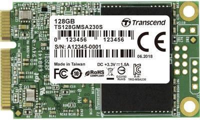 Твердотельный диск 128GB Transcend MSA230S, mSATA, SATA III, 3D TLC [ R/W - 400/550 MB/s], TS128GMSA230S
