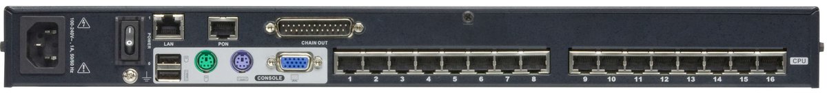 Переключатель KVM,  1 local user PS2+VGA+1 IP user => 16 cpu (PS2/USB/Sun+VGA)/RS232, без шнуров KH1516AI/KH1516AI-AX-G/ Cat 5 High-Density KVM over the NET.