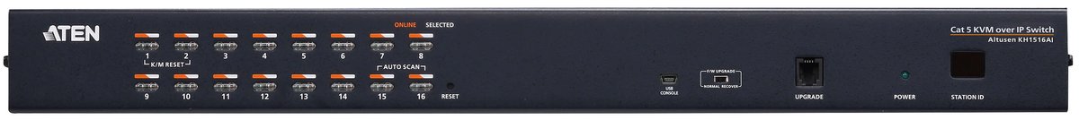 Переключатель KVM,  1 local user PS2+VGA+1 IP user => 16 cpu (PS2/USB/Sun+VGA)/RS232, без шнуров KH1516AI/KH1516AI-AX-G/ Cat 5 High-Density KVM over the NET.