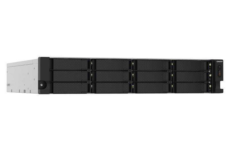 Система хранения данных QNAP SMB 2U/12bay QC 1,7GhzCPU/4Gb(upto16Gb)/upto 24HDD with TL-R1200S-RP/SATA(3,5" 2,5")/ 4xUSB3.2/1xExp.slot/2x2,5Gb 2x10Gb(SFP+)/iSCSI/2xPS/no rail(RAIL-B02)/3YW TS-1232PXU-RP-4G-EU-RU