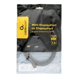 Cablexpert CCP-mDP2-6 Кабель miniDP<->DP , 20M/20M, v.1.2, 4K, 1.8м, черный, позол.разъемы, пакет