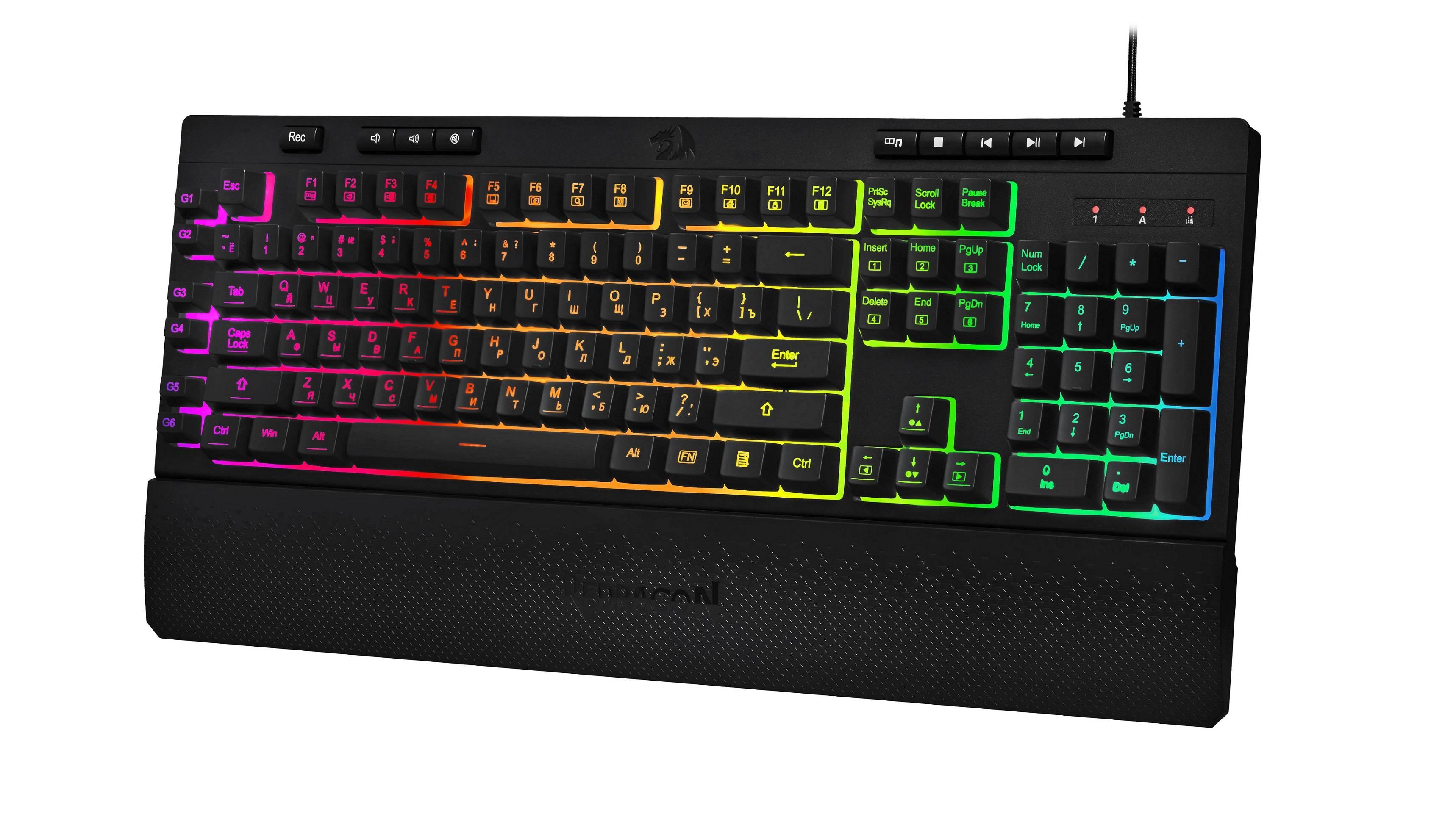 Redragon Игровая клавиатура проводная Shiva RU,RGB,26 anti-ghost,мембран., 77689