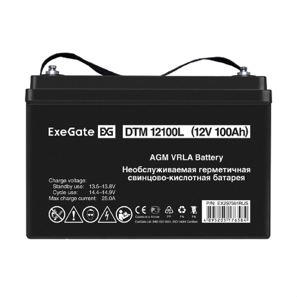 Exegate EX297561RUS Аккумуляторная батарея ExeGate DTM 12100L (12V 100Ah, болт М6)