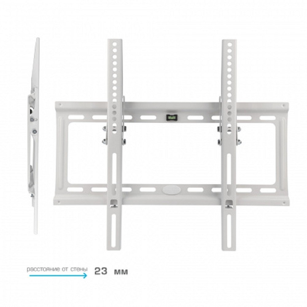 Kromax IDEAL-4 new white, наст. для TV 22"-65", max 50 кг, 1 ст св., нак. 0°-10°, от ст. 23 мм, max VESA 400x400 мм., 26020