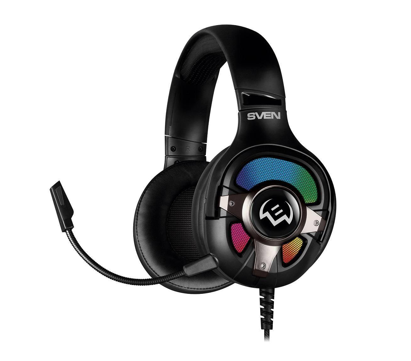 SVEN Гарнитура проводная игровая AP-U1100MV, RGB, звук7.1, USB, 2,2м, чёрный  2, SV-020828