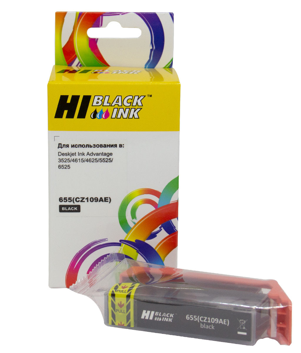Картридж Hi-Black (HB-CZ109AE) для HP DJ IA 3525/5525, №655, Bk, 655(CZ109AE)