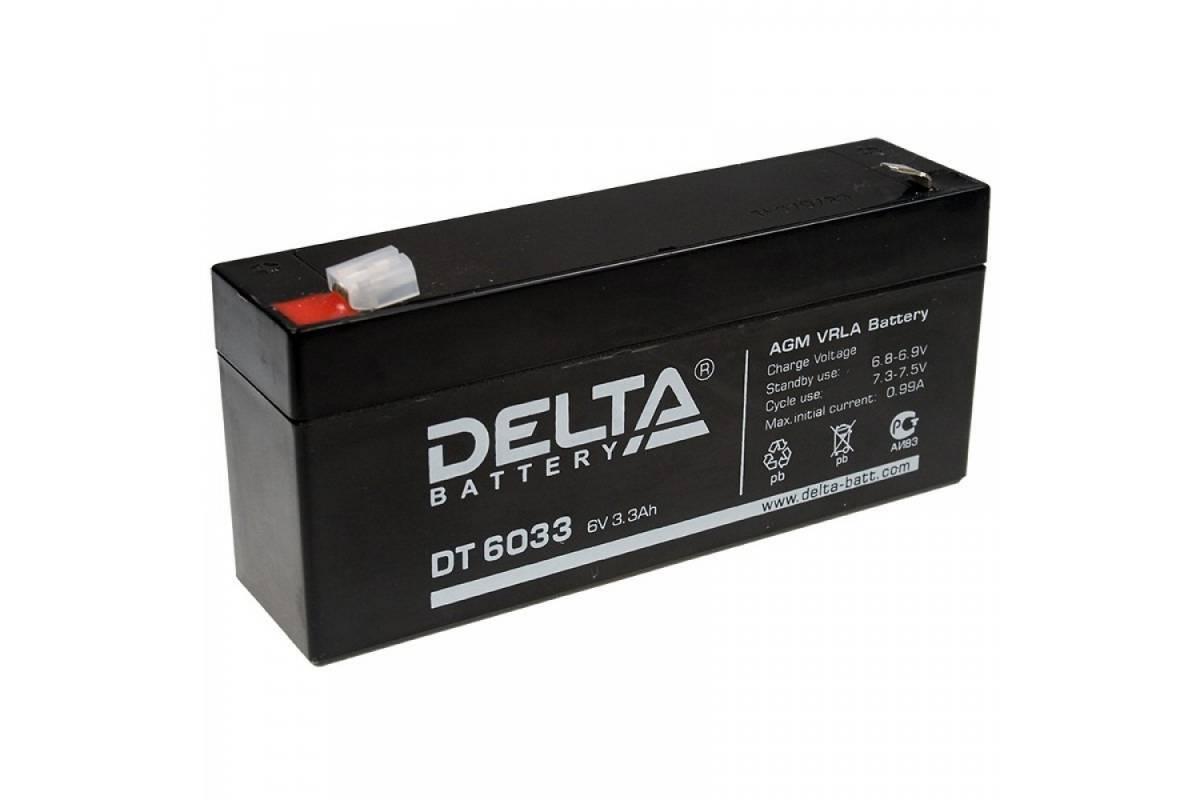 Аккумуляторная батарея Delta DT 6033 6В/3,3Ач, клемма F1 (134х34х61мм (66мм); 0,65кг; Срок службы 5лет; Гарантия 1г), 4614010040030