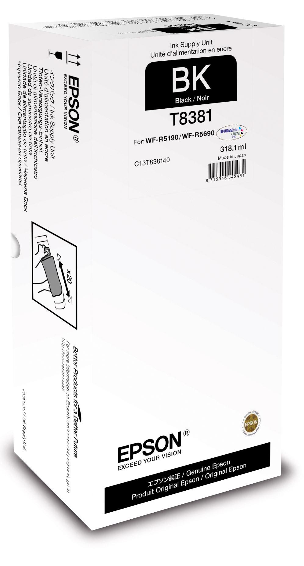 Контейнер EPSON T8381 черный повышенной емкости для WF-R5190DTW/5690DTWF, C13T838140