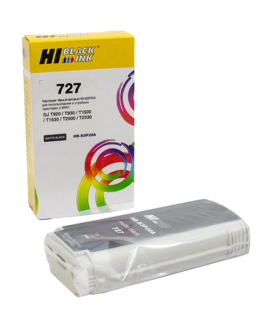 Картридж Hi-Black (B3P22A) для HP DJ T920/T1500, Mattblack, №727, 130 мл, 727(B3P22A)