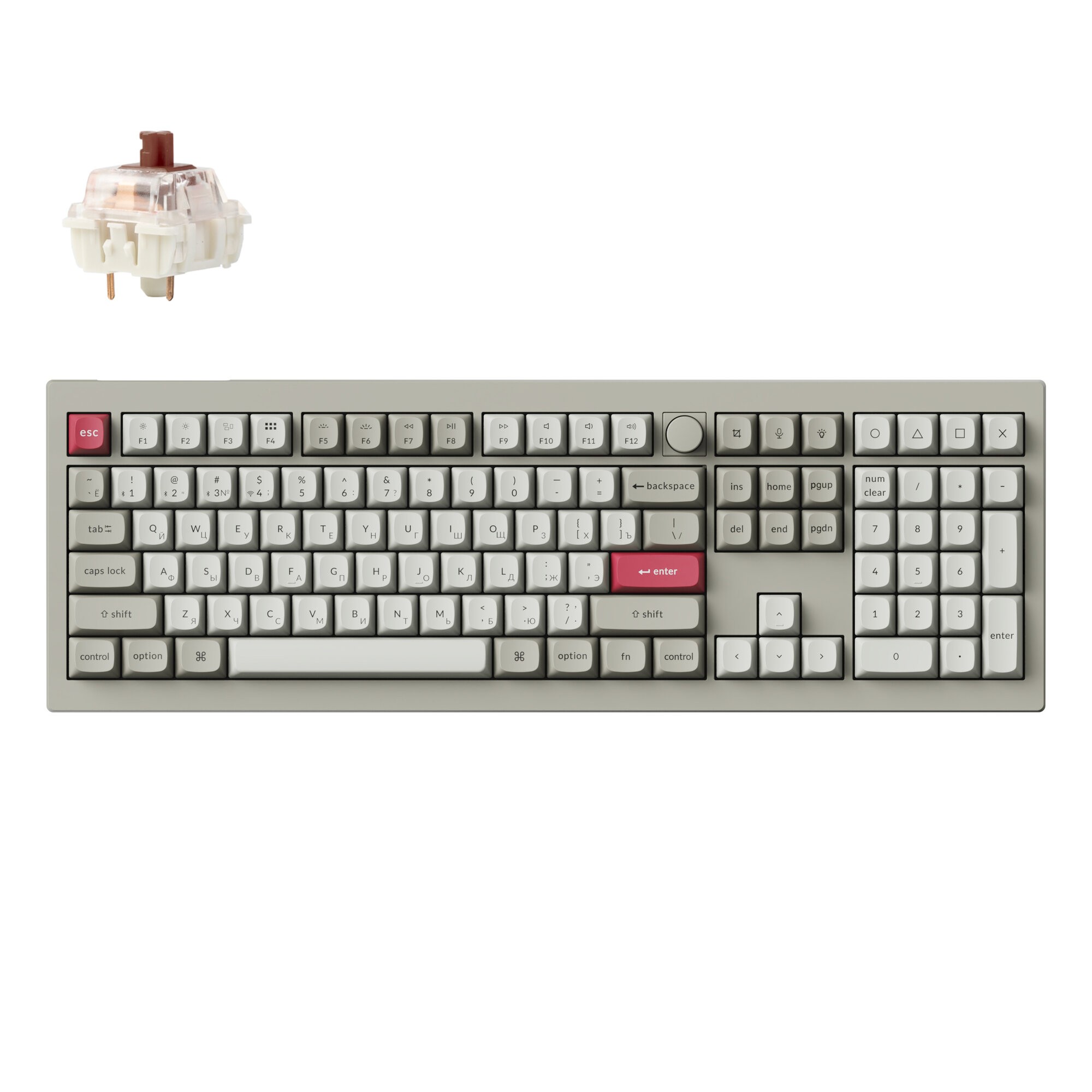 Полноразмерная (96%) механическая клавиатура Keychron Q5 Max - 3 типа подключения, 102 клавиши, цвет Shell White, переключатели Gateron Jupiter Brown, Q5M-P3P-RU