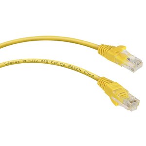 Cabeus PC-UTP-RJ45-Cat.5e-1m-YL Патч-корд U/UTP, категория 5е, 2xRJ45/8p8c, неэкранированный, желтый, PVC, 1м