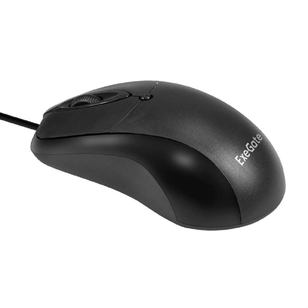 Exegate EX298195RUS Мышь ExeGate Professional Standard B100 (USB, оптическая, 1000dpi, 3D, 3 кнопки и колесо прокрутки, длина кабеля 1,5м, черная, Color Box)