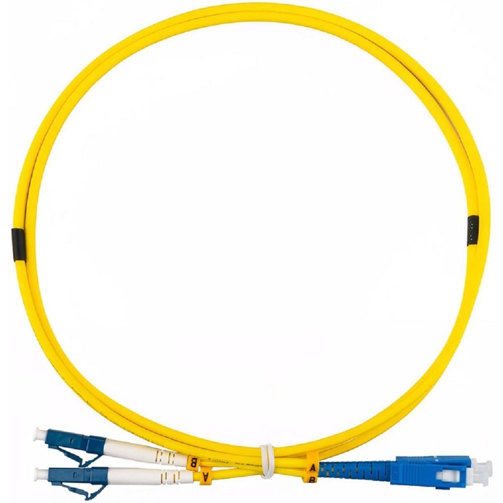 Rexant (50-2114-3) Патч-корд оптический одномодовый (SM) 9/125 OS2 разъемы zip-cord LC/UPC-SC/UPC 3мм Duplex LSZH 3м желтый