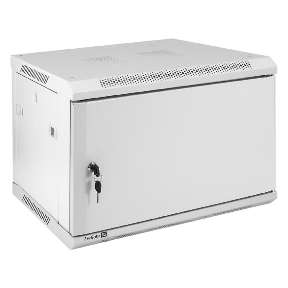 Exegate EX298611RUS Шкаф телекоммуникационный 19" настенный 6U ExeGate EC-WM-6U.450.M.GREY (19”, 6U, 600x450x370mm (ШхГхВ), передняя дверь металл, съемные боковые панели, пыле- и влагозащита IP23, све