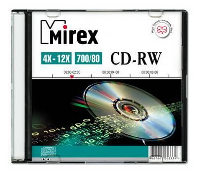 Диск CD-RW Mirex 700 Mb, 12х, Slim Case (1), (1/200), UL121002A8S