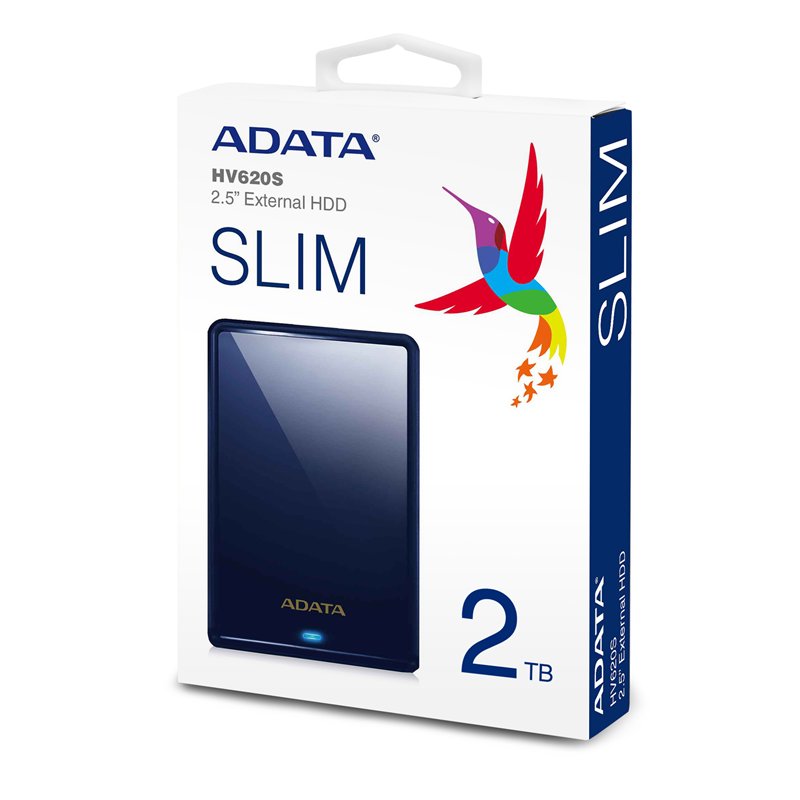 Жесткий диск внешний/ Portable HDD 1TB ADATA HV620S (Blue), USB 3.2 Gen1, 115x78x11.5mm, 152g /3 года/, AHV620S-1TU31-CBL