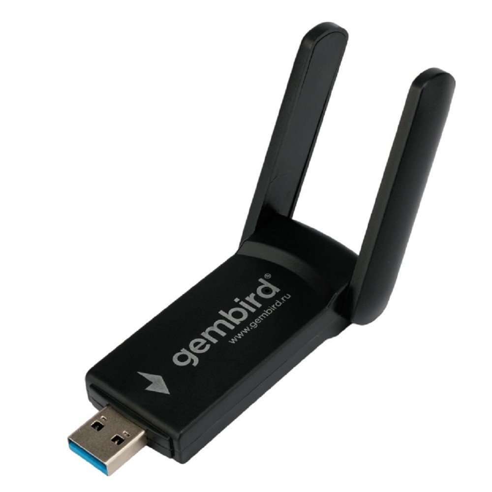 Gembird Сетевой адаптер WiFi+Bluetooth 1.3 Гбит, двухдиап. с антеннами, USB,802.11b/a/g/c/ac,RTL8822 (WNP-UA-020)