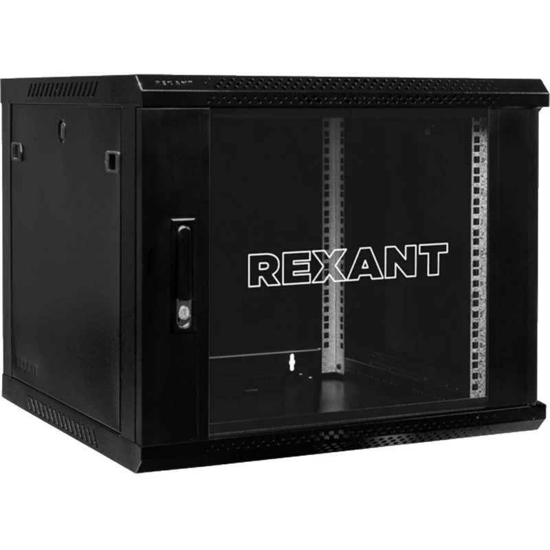 Rexant (04-0966-122) Настенный телекоммуникационный шкаф 19" 9U 600?600мм, дверь металл, с задней стенкой, разборный, черный (RAL 9005)