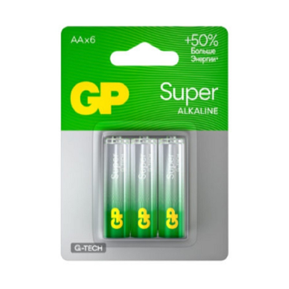 GP 15AA21-2CRSBC6 36/720 Super Alkaline G-Tech (6 шт. в уп-ке), 4891199227622