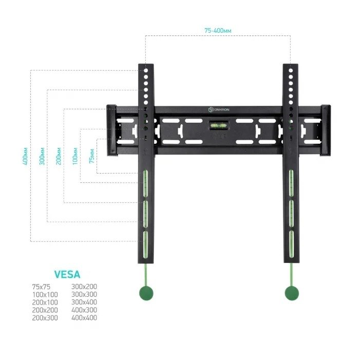 ONKRON FM5 чёрный {32"-55" Максимальная нагрузка: 56,8 кг VESA: 75x75, 100x100, 100x200, 200x100, 200x200, 200x300, 200x400, 300x100, 300x200, 300x300, 300x400, 400x200, 400x300,400x400 мм }, 4603728440194
