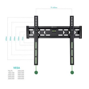 ONKRON FM5 чёрный {32"-55" Максимальная нагрузка: 56,8 кг VESA: 75x75, 100x100, 100x200, 200x100, 200x200, 200x300, 200x400, 300x100, 300x200, 300x300, 300x400, 400x200, 400x300,400x400 мм }, 4603728440194