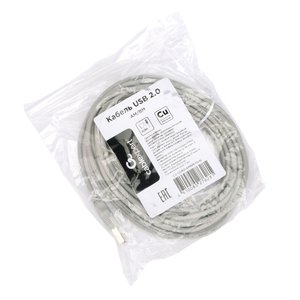 Cablexpert Кабель USB2.0 AM/BM, медь, Pro, 4.5м, серый, пакет (CC-USB2-AMBM-15-N)