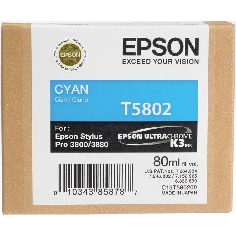 Картридж EPSON T5802 голубой для Stylus Pro 3800, C13T580200