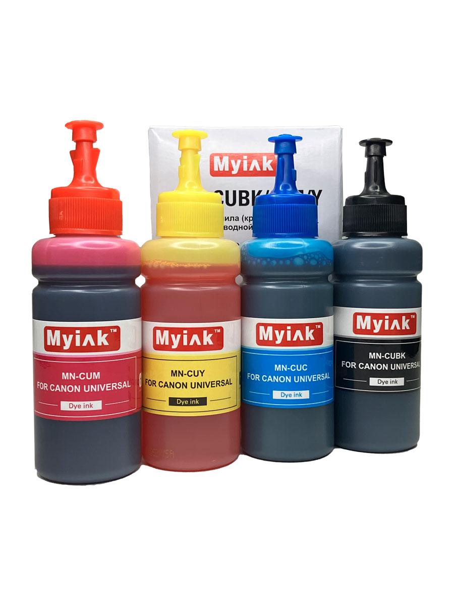 Чернила универсальные MyInk для Canon, (c) водные (Dye), комплект 4 цвета по 100 мл