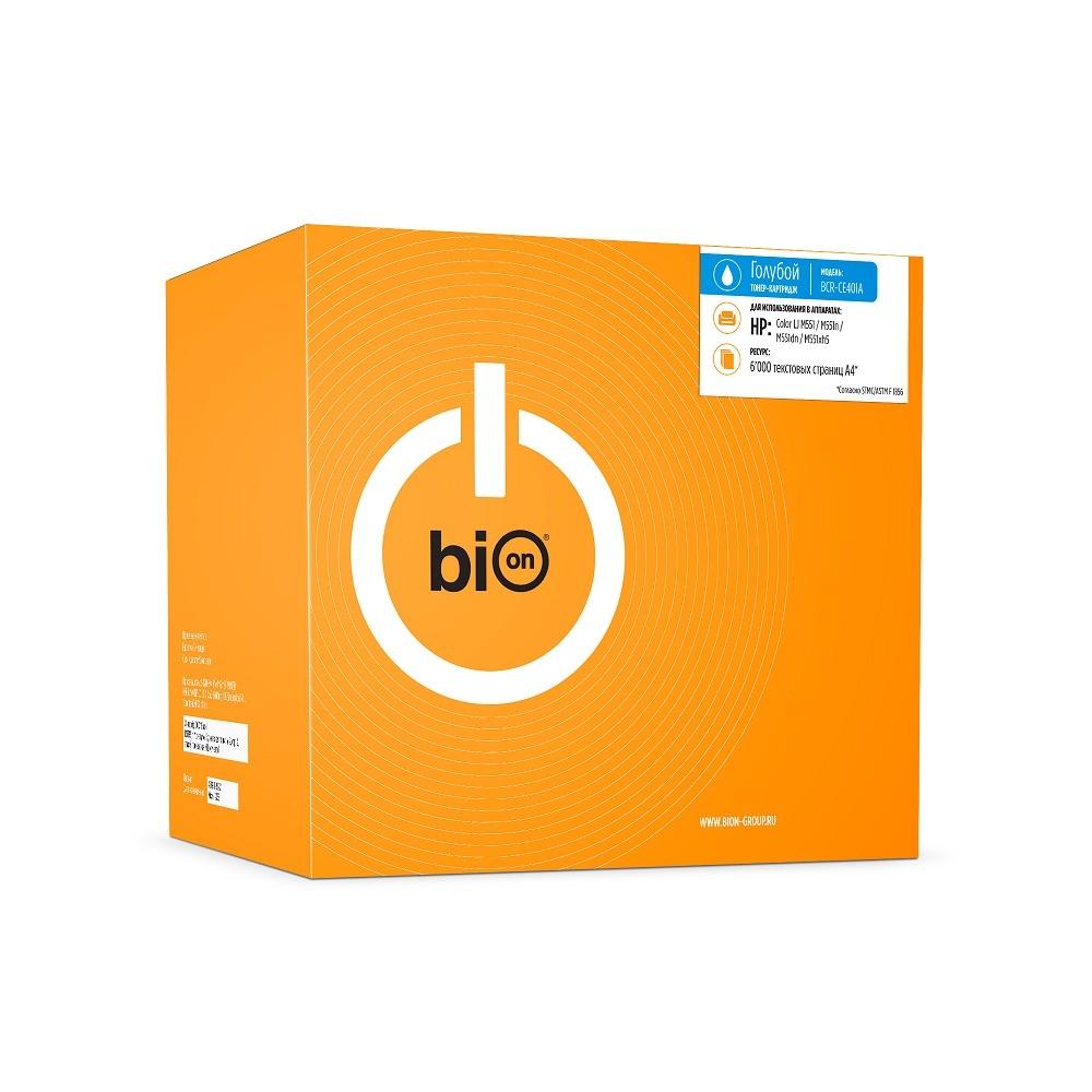 Bion CE401A Картридж для HP LaserJet Enterprise M551/M575, HP LaserJet M570, HP LaserJet Pro M570 (6000  стр.), Голубой, с чипом, BCR-CE401A