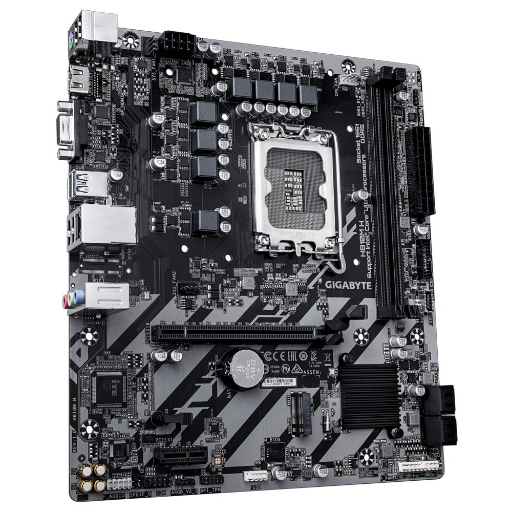 Gigabyte H810M H {Socket 1851, Intel®H810, 2xDDR5-6400, D-SUB+HDMI, 1xPCI-Ex16, 1xPCI-Ex1, 4xSATA3(RAID 0/1/5/10), 1xM.2, 8Ch Audio, GLan, (5+2)xUSB2.0, (1+2)xUSB3.2, (0+1)xUSB Type-C™, mATX}