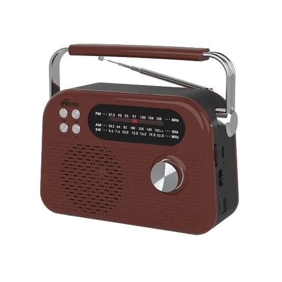 RITMIX RPR-045 CHOCOLATE {Радиоприёмник портив. 3хдиапазонный FM/AM/SW, Bluetooth v.5.3, воспроизв. с USB и с карт пам. micro SD (до 32Gb)}