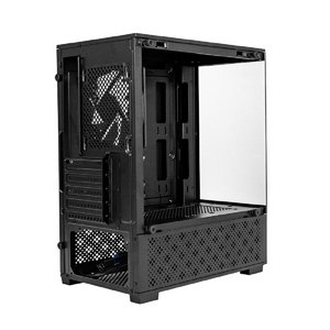 Exegate EX298221RUS Корпус Minitower ExeGate i3 SEA (mATX, без БП, 1*USB+1*USB3.0, HD аудио, черный, 1 вент. 12см с RGB подсветкой, передняя и боковая панели - закаленное стекло)