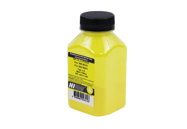 Тонер Hi-Black для HP CLJ CP2025/Pro 300 M351/Pro 400 M451, Тип 1.0, Y, 80 г, банка, 101010841