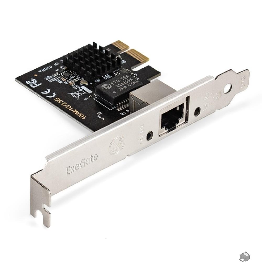Exegate EX296212RUS Сетевой адаптер ExeGate EXE-251 (PCI-E x1 v2.0, 1xRJ45, UTP 100Mbps/1000Mbps/2.5Gbps RTL8125B)