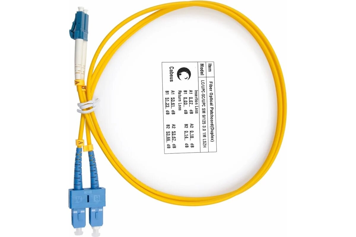 Cabeus FOP(s)-9-LC-SC-2m Шнур оптический simplex LC-SC 9/125 sm 2м LSZH
