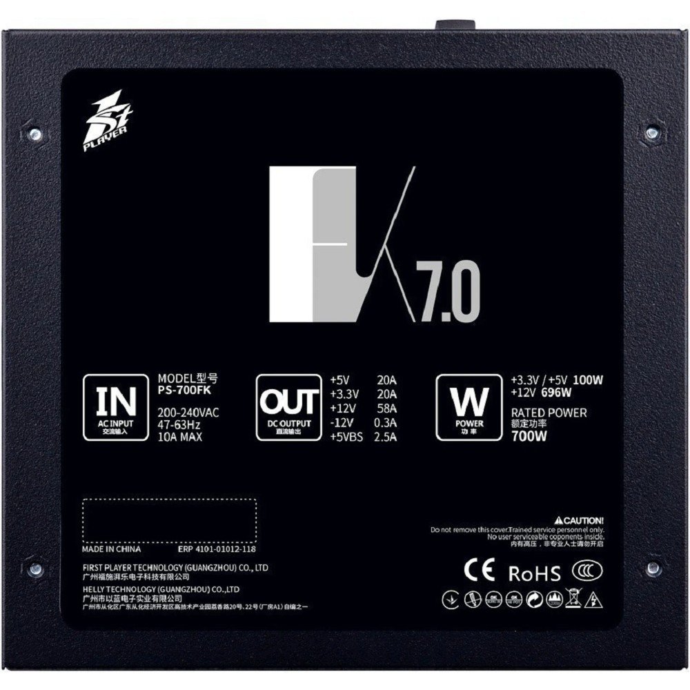 1STPLAYER Блок питания FK 700W / ATX 2.4, APFC, 120mm fan / PS-700FK