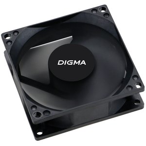 Вентилятор Digma DFan-80 80мм черный 3-pin 4-pin (Molex)  Ret, DFAN-80