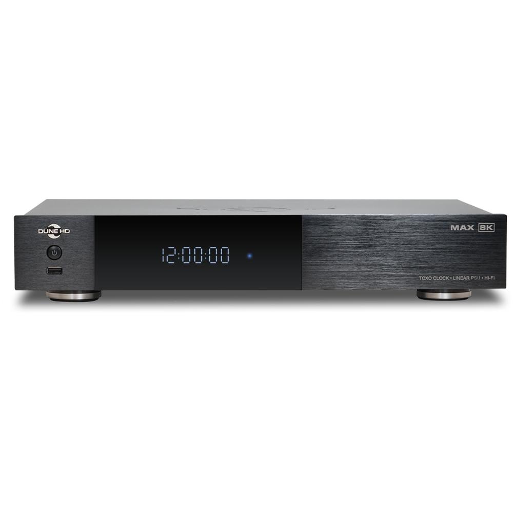 Медиаплеер/ Hi-FI Mediaplayer Dune HD Max 8K: 8K/60 Hz/Dolby Vision/HDR10+/HDR, CPU Amlogic S9284-K/J, RAM 8 Gb, Flash 64 Gb, 3xUSB3.0,  1xUSB2.0, HDD SATA 3.5", LAN 1000Mb/s, WiFi 802.11ax, BT 5.2, HDMI 2.1a, S/PDIF, Audio Out RCA, HiFi Coaxial SPDIF, I2S-E, USB 3.0 Low Noise Audio Out, Linear PSU, BT+Voice Remote Control, Android  11, Dune HD D1009