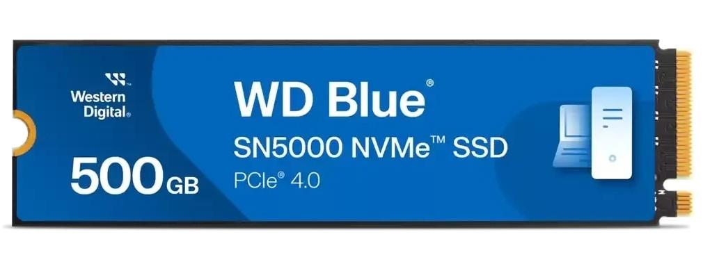 WD SSDl Blue SN5000 SSD M2.2280 PCIe 4.0 500Gb, 5000MBs/4000MBs, TBW 300, WDS500G4B0E, 1 year