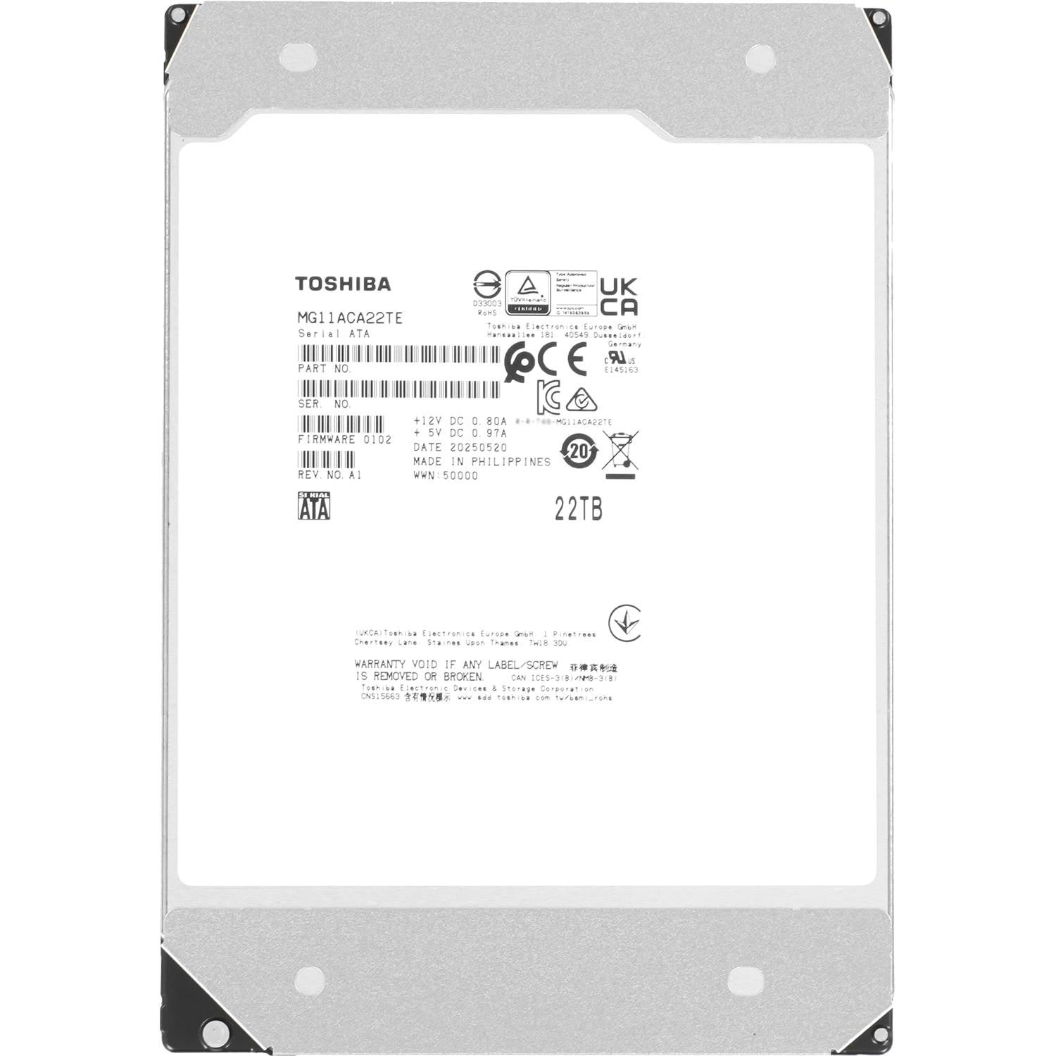 Жесткий диск/ HDD Toshiba SATA 22Tb 3.5" Server 7200 6Gbit/s 1024Mb  1 year warranty, MG11ACA22TE