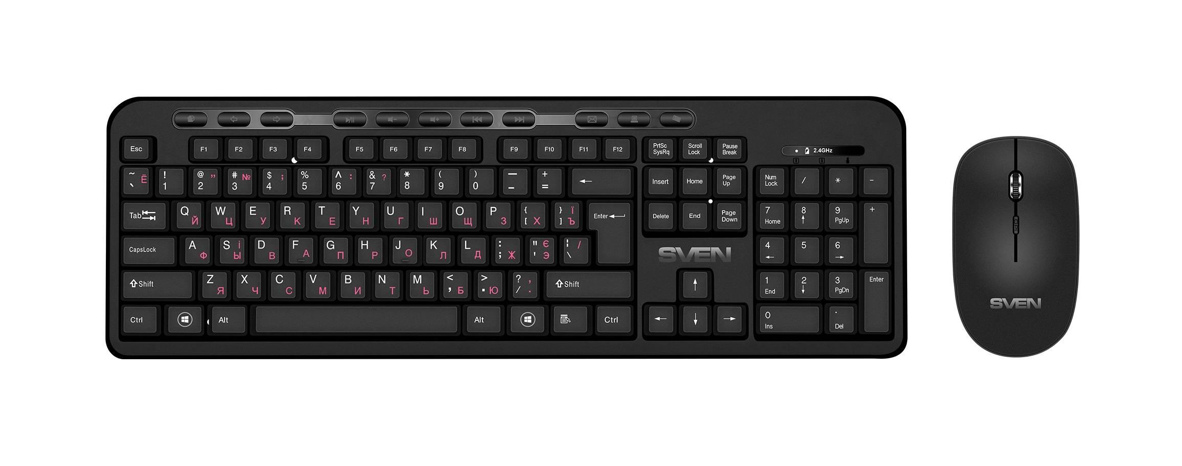 SVEN Комплект беспроводной клавиатура + мышь KB-C3200W (2,4 GHz, 114 кл, 1000-2000DPI), SV-019044